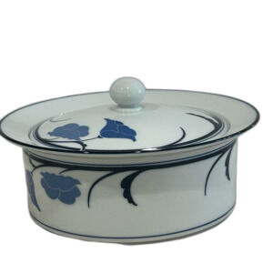 Dansk Casserole Dish Tivoli Bellies Fleurs Blue 2 qt. cover